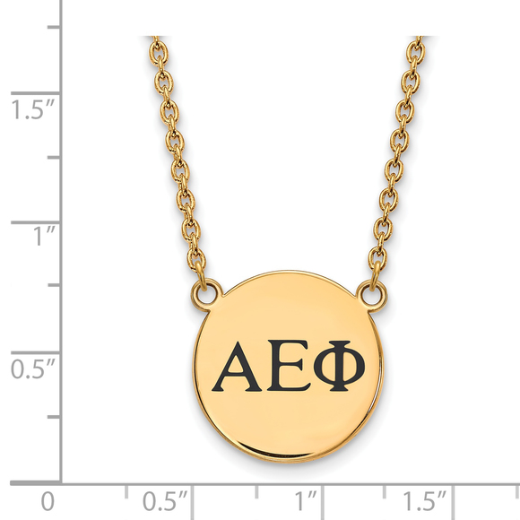 Sterling Gold-plate Alpha Epsilon Phi Small Black Enamel Pendant 18" Necklace - Picture 2 of 2